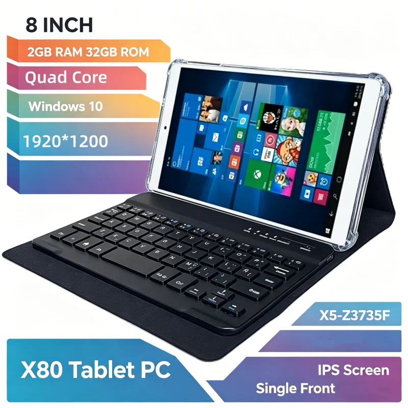 8인치 Q1 윈도우 10 태블릿 PC, 2GB RAM, 32GB ROM, X80, X5-Z3735F, IPS 화면, 단일 전면 카메라, Wi-Fi, 쿼드 코어.
