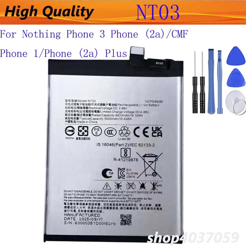 

New Battery NT03 5000mAh For Nothing Phone 3 Phone (2a)/CMF Phone 1/Phone (2a) Plus Mobile Battery Batteries + Tools