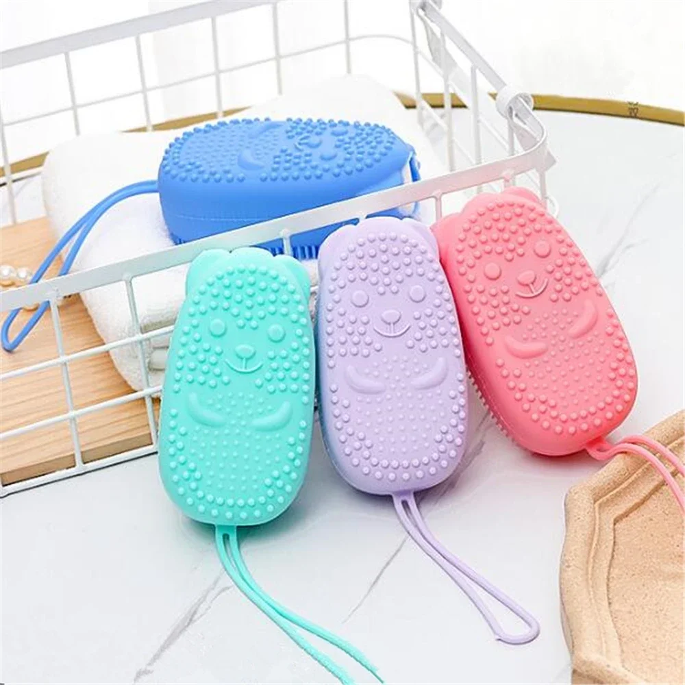 Silicone Body Scrubber for Shower, Exfoliating Scrub Sponge,Bubble Bath Brush Massager, Skin Cleaner, Cleaning Pad, Bathroom Acc