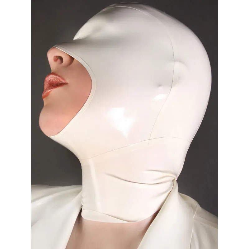 Hot Sale Fetish Hoods  Latex Materials and Open Mouth with Back Zip Adults Latex Mask Unisex Handmade Headgear