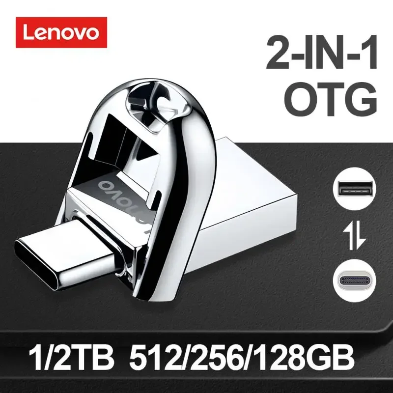 Lenovo-unidad Flash 2 en 1 Original, disco duro externo de Metal SSD tipo c, Usb 3,2 de alta velocidad, 2 Tb, para ordenador portátil y PC