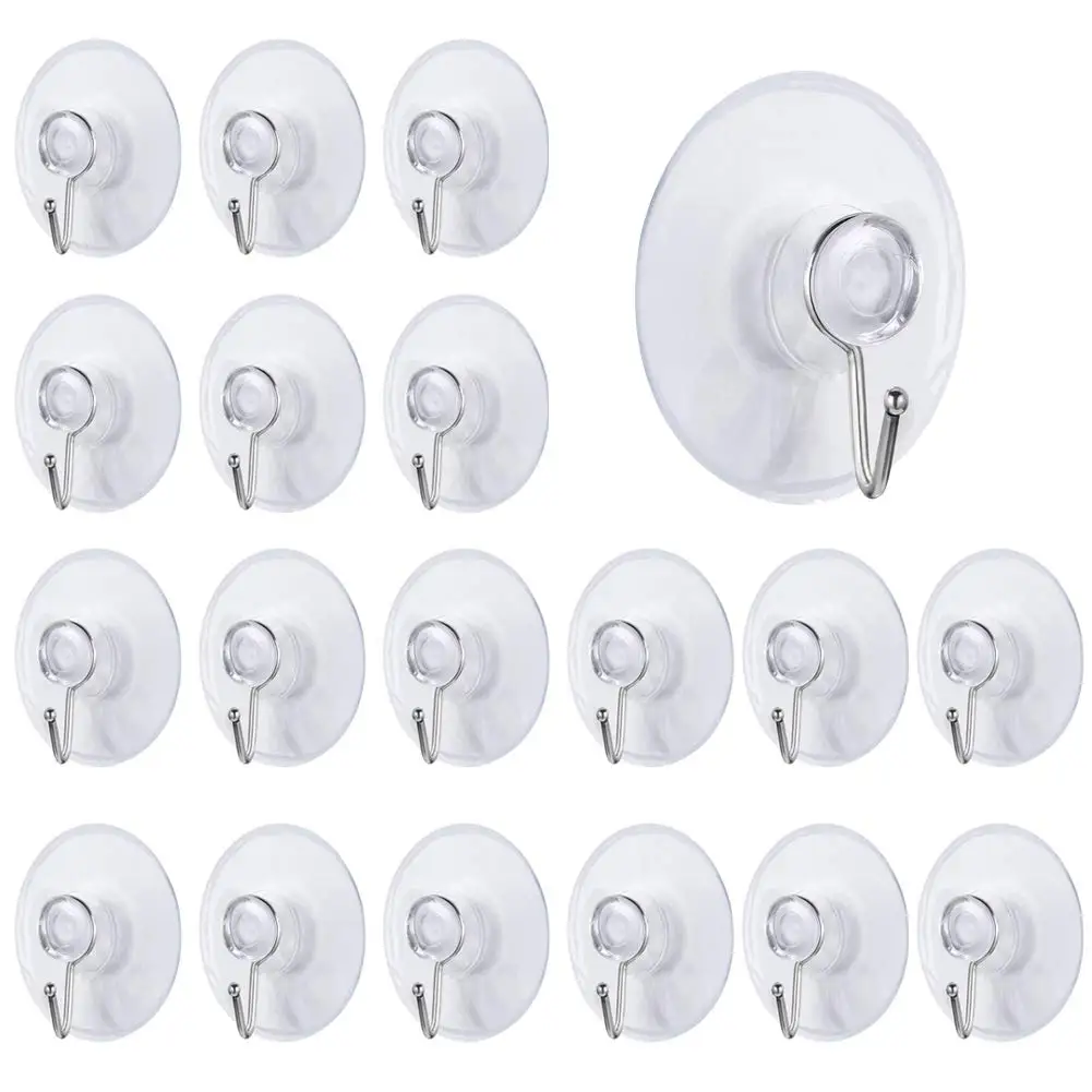 

24 transparent PP suction cup hooks (4cm with metal hook) removable small suction cup for bathroom kitchen shower towel wall