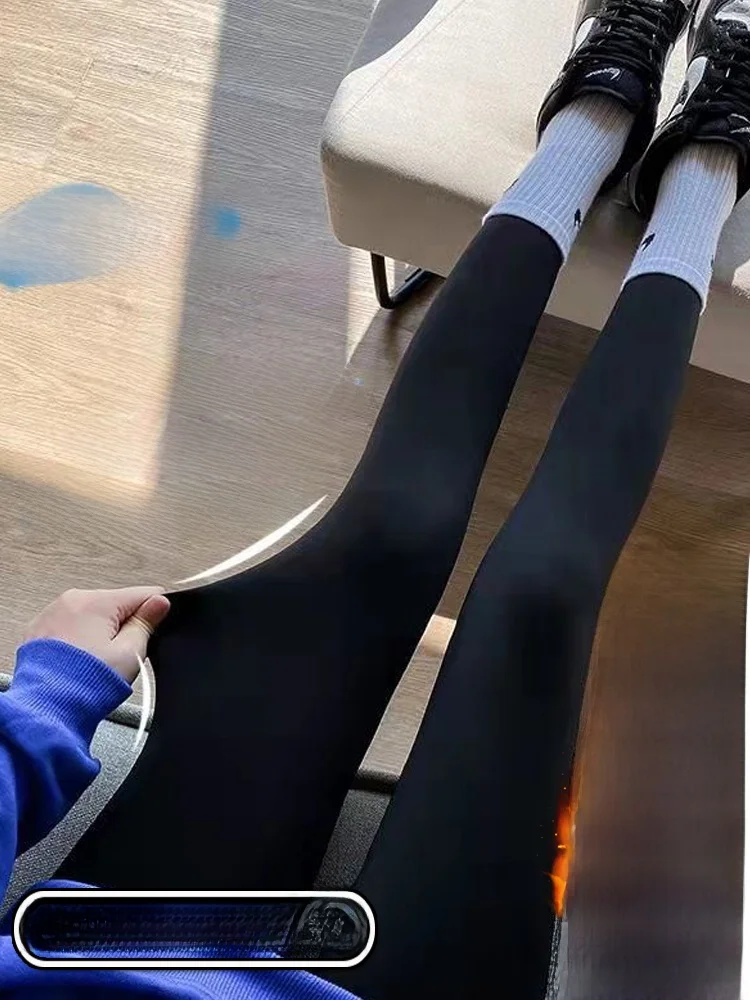 حجم كبير السراويل اليوغا الجلد تابوت المرأة الخريف الشتاء Fce اصطف البطن التحكم بعقب رفع قاعدة طبقة السراويل عارضة طويلة Le...