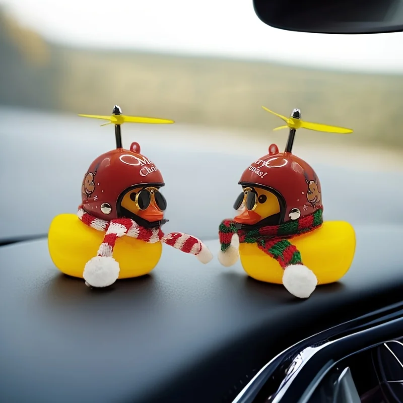 

Christmas Rubber Duck Car Dashboard Decoration Ornaments Yellow Duck with Reindeer Helmet Red Green Scarf for Bike Motorcycle