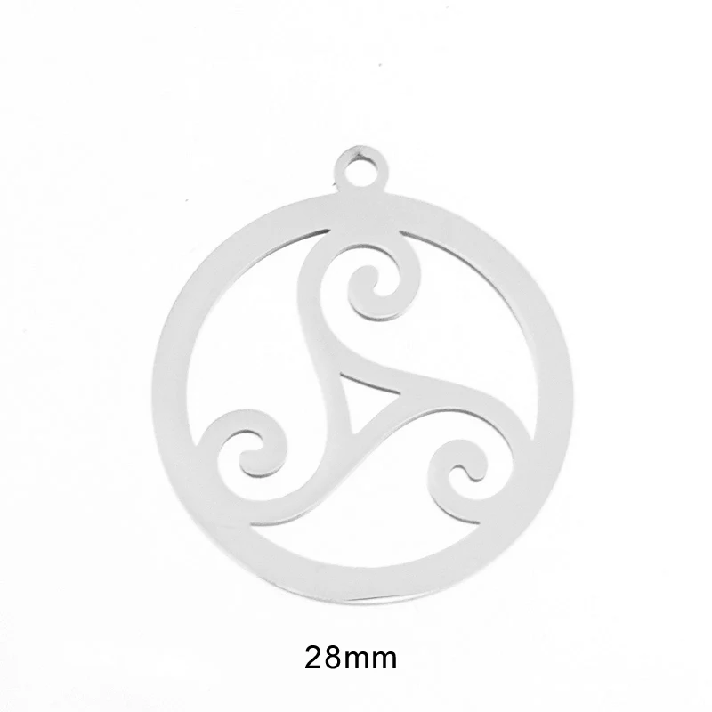 Triskel Round Pendant Charms Women and Men's jewelry Diy Parts Both Sides Mirror Polished Stainless Steel One Piece