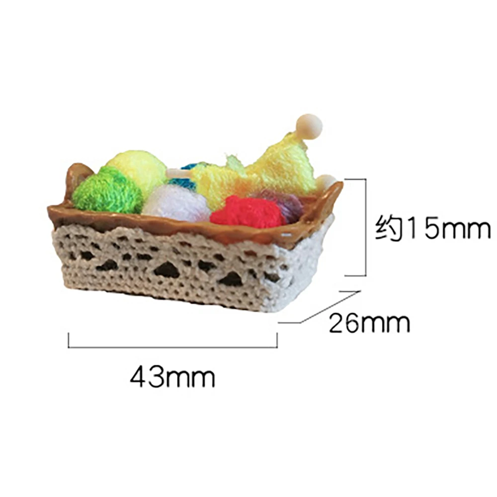 1Pcs 1/12 Dollhouse Miniature Knitting Ball Storage Basket Mini Wool Ball Model for ob11 bjd Doll House Decoration