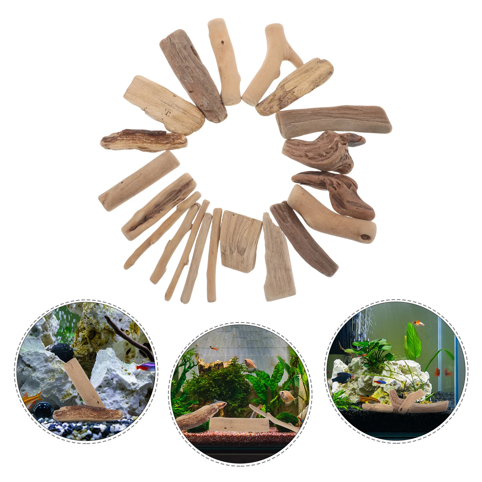 

20pcs Driftwood Natural Wood Branches 3-20Cm Polished Blocks For Aquarium Fish Tank Decor Home Garden Diy Craft Vase Base Table