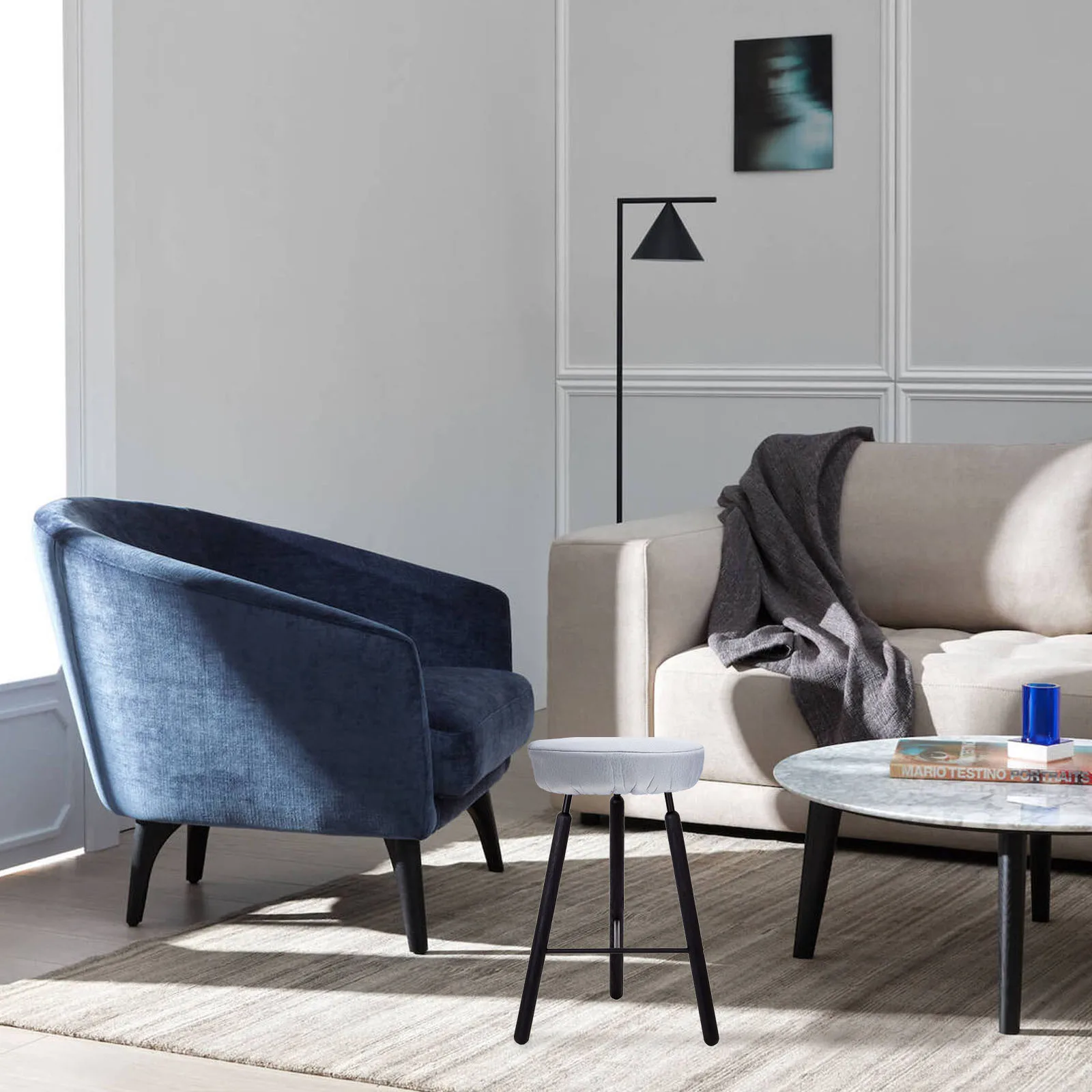 غطاء مقعد دائري بلون نقي، واقي مقعد سميك مقاوم للخدش لغطاء ديكور سطح البراز #4