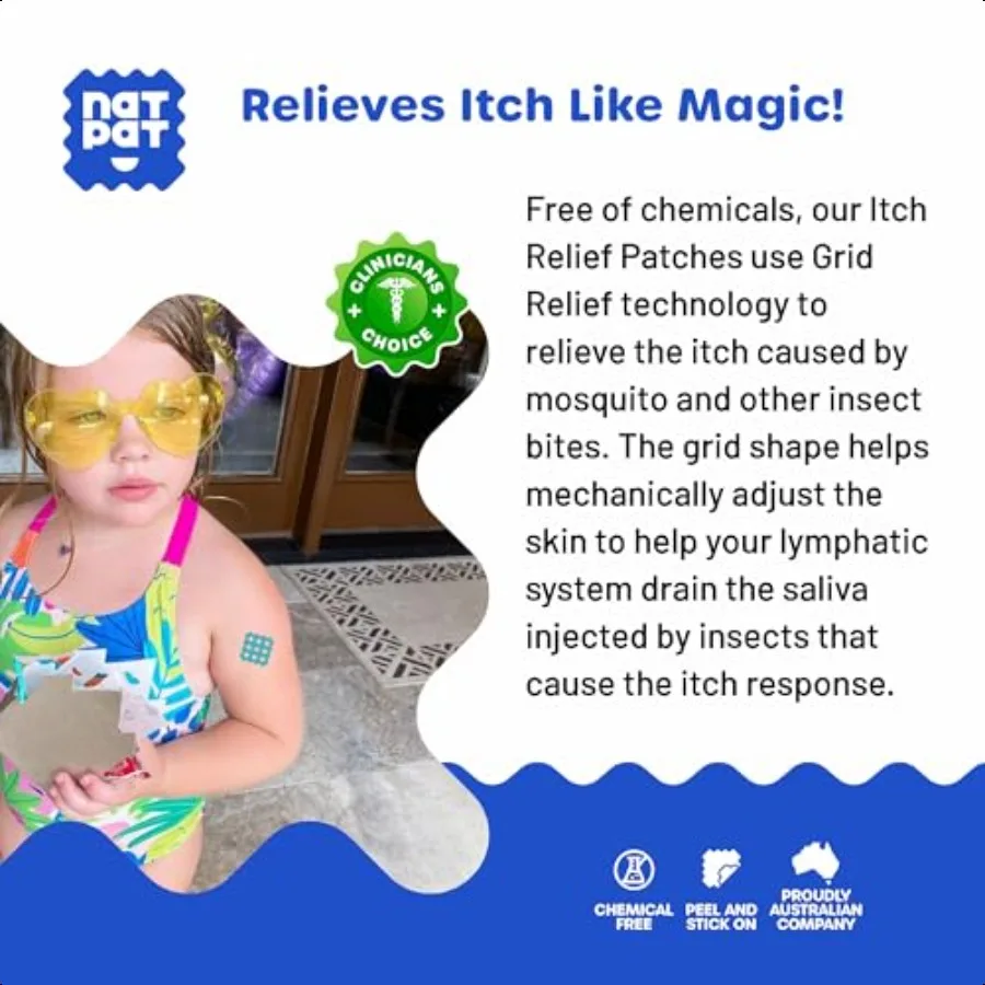 NATPAT Magic Patch Itch Relief Stickers Insect Bite Patch for Mosquitos Ticks Midges Sandflies and Bed Bug Bites 32 Count