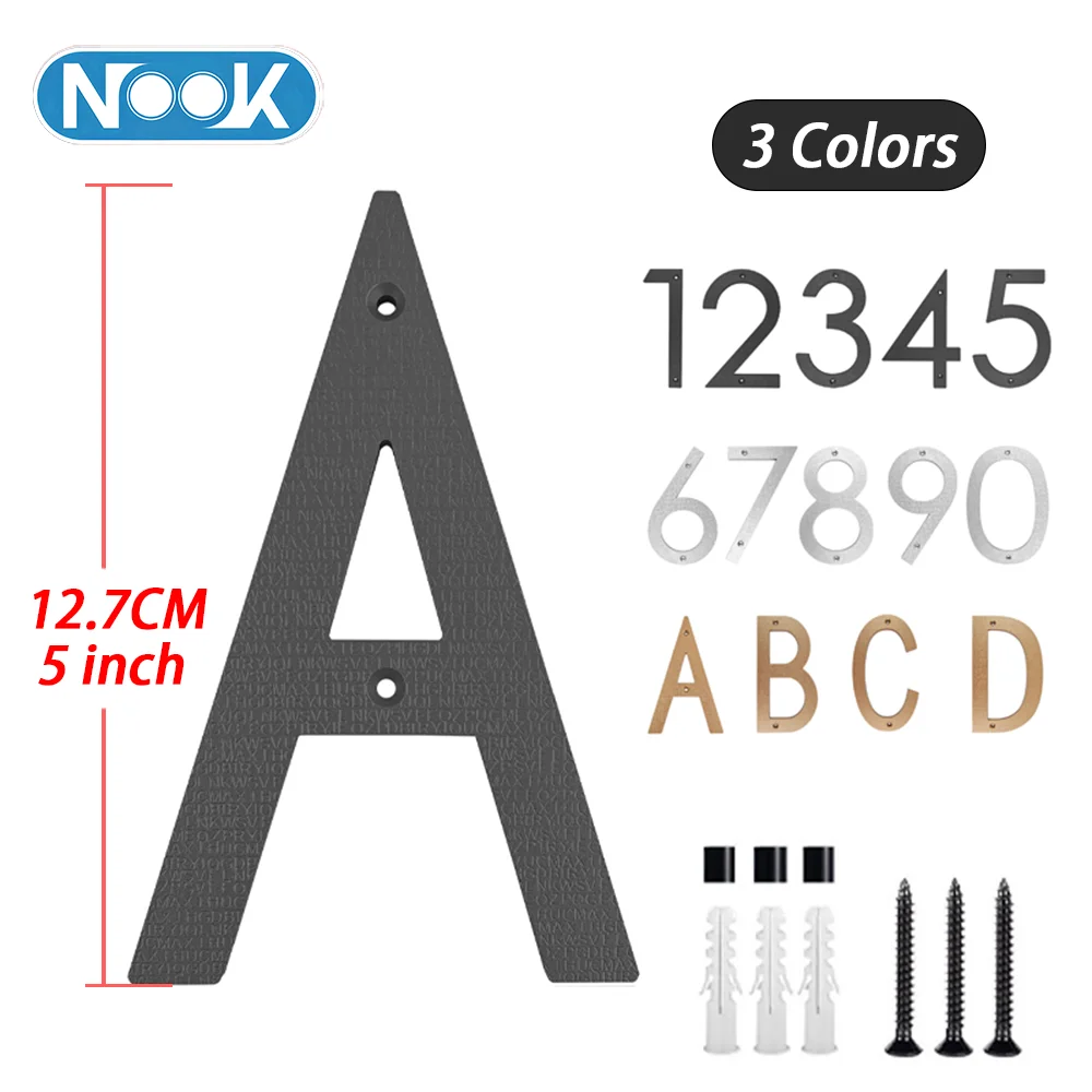 

127mm 5 Inch ABS Relief House Number #0-9 Letters Floating Numbers Address Sign Modern Door Plates Home Yard Outdoor Numeros