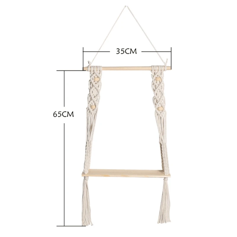 

Настенный декор комнаты в стиле бохо, настенная полка в стиле макраме, декор в стиле бохо ручной работы, милая 1-уровневая плавающая полка из хлопчатобумажной веревки