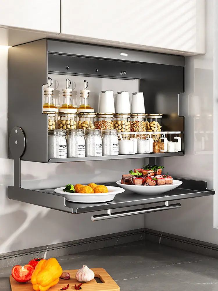 Kitchen rack Wall-mounted hanging cabinet Below the preparation plate Above the cabinet Storage rack