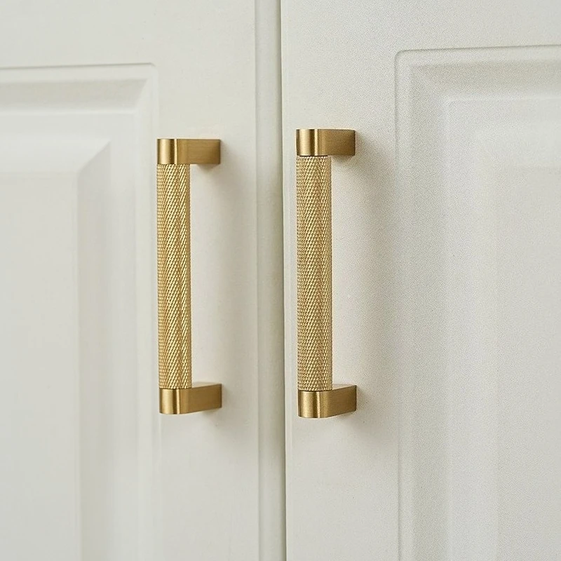 

French Knurled Brass Handles for Furniture Golden Handles for Cabinets and Drawers Kitchen Cabinet Handles Shoe Cabinets Pulls