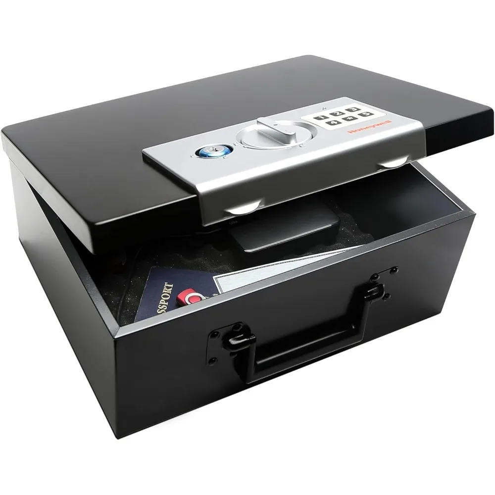 أقفال الخزائن والأبواب - صندوق أمان صغير قابل للإخفاء - للمنزل - قفل برمز رقمي للأمان الفولاذي للعناصر الشخصية، آمن للأموال - أسود