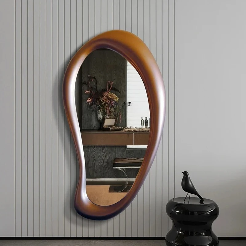 TTTTMedieval Full-length Mirror Wall-mounted Cosmetic Mirror Irregular Entrance Dining Side Decorative Mirror
