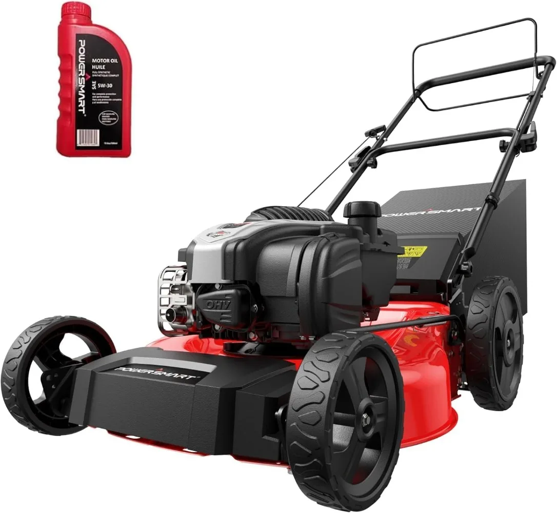 

140cc 21-Inch Steel Deck Lawn Mower, Self-Propelled, 6-Height Adjustments, 3-in-1 Mulching Capability