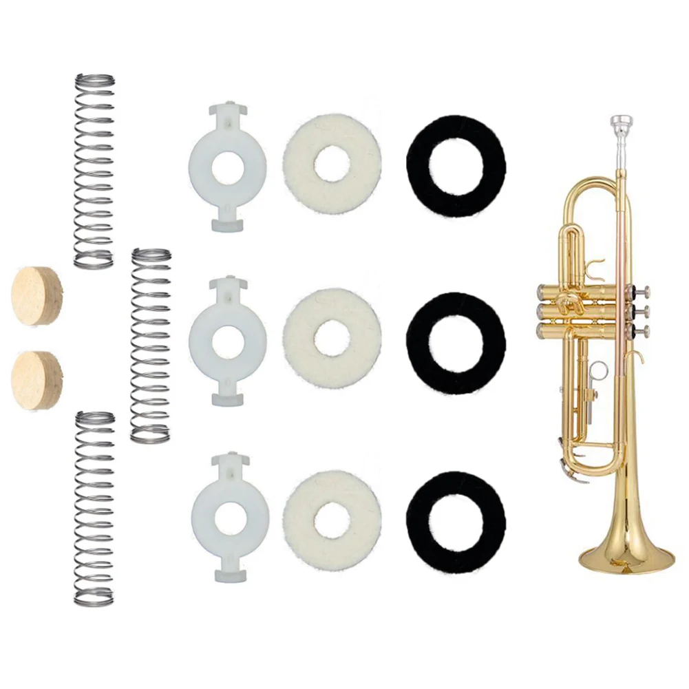 14 Pcs Trumpet Valve Replacement Repair Parts Versatile Components With Spring Felt Quick Fixes Washers Cork Pad