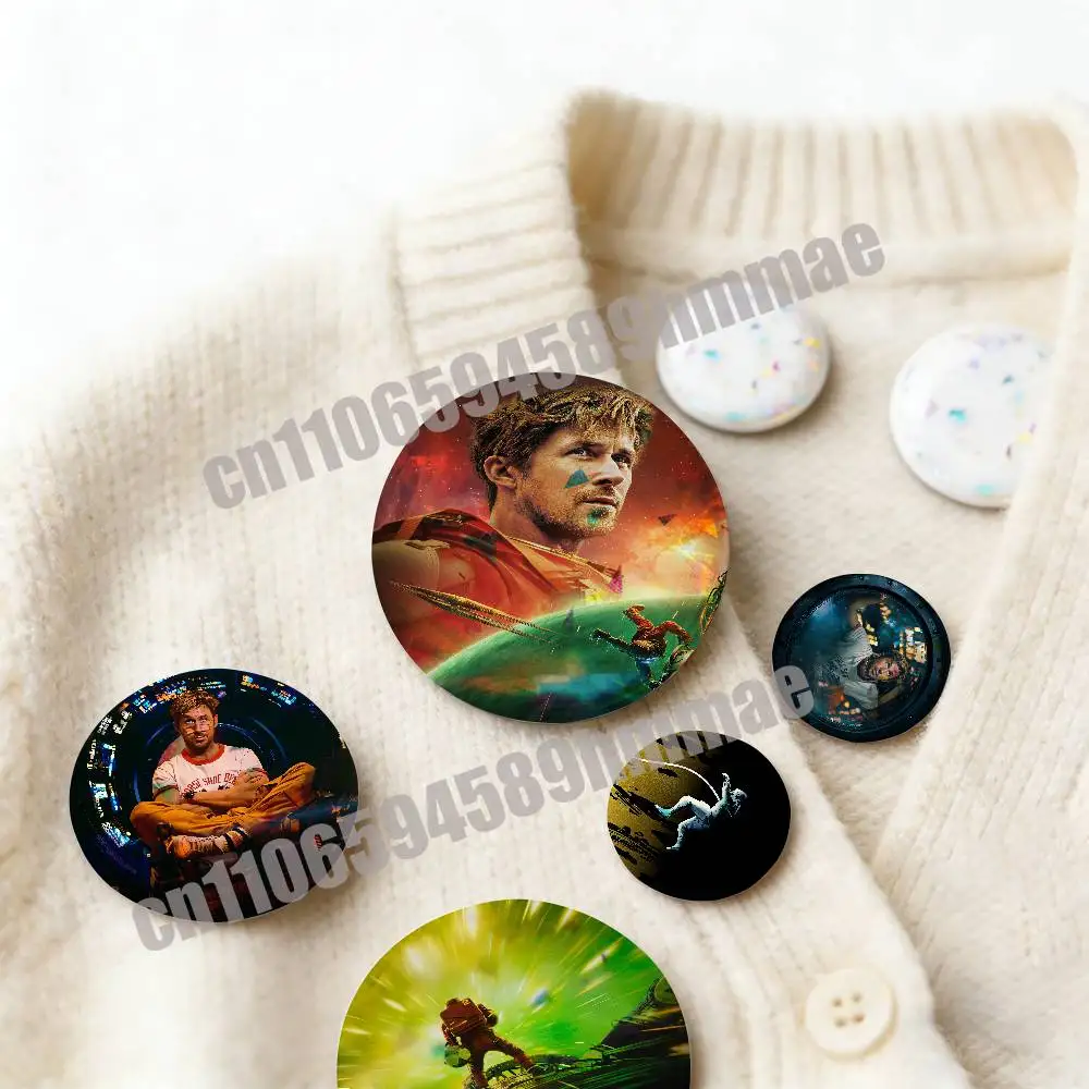 For Ryan Gosling P-Project Hail Mary Ryland Grace Emblem Round Pins Insignia Badge Cover Ornament 75mm Cosplay Brooch Button