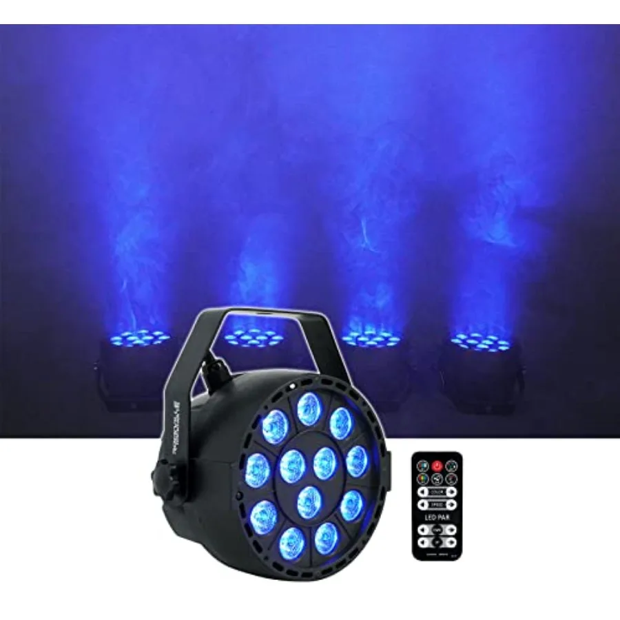

RockPAR TRI 12W LED RGB Par Can Wash Light, 7 DMX Channels, Remote Included, Sound-Activated, for DJs and Party Events