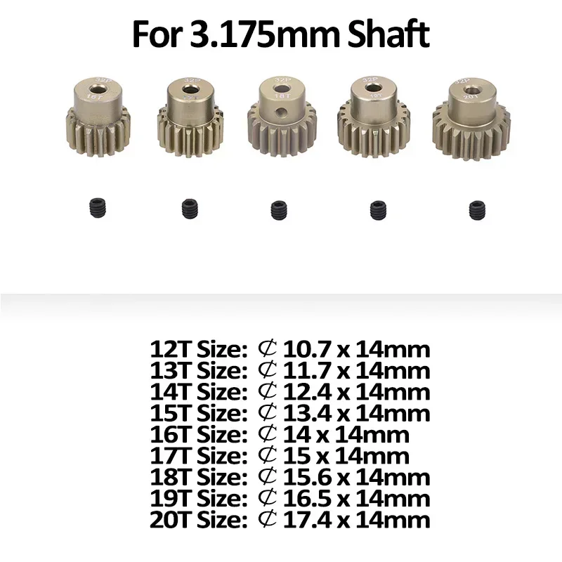 Surpass Hobby 32P Metal Pinion Motor Gear M0.8 32DP 5mm/3.175mm Shaft for 1/8 1/10 1/12 1/14 RC Car Wltoys Traxxas Tamiya HSP