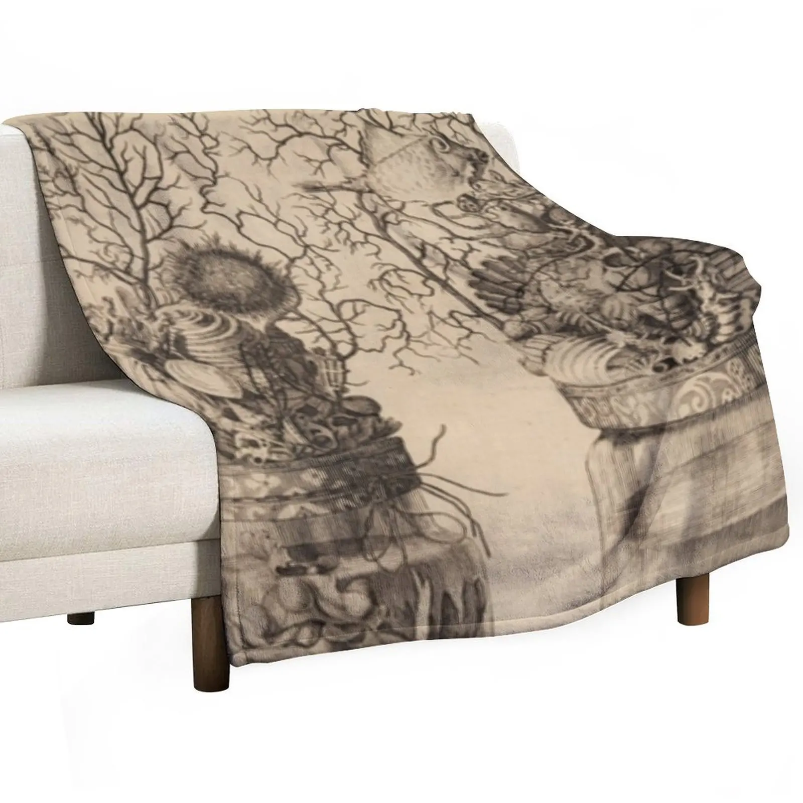 Cabinet Of Curiosity Corals Throw Blanket Decorative Sofas Bed Fashionable Blankets