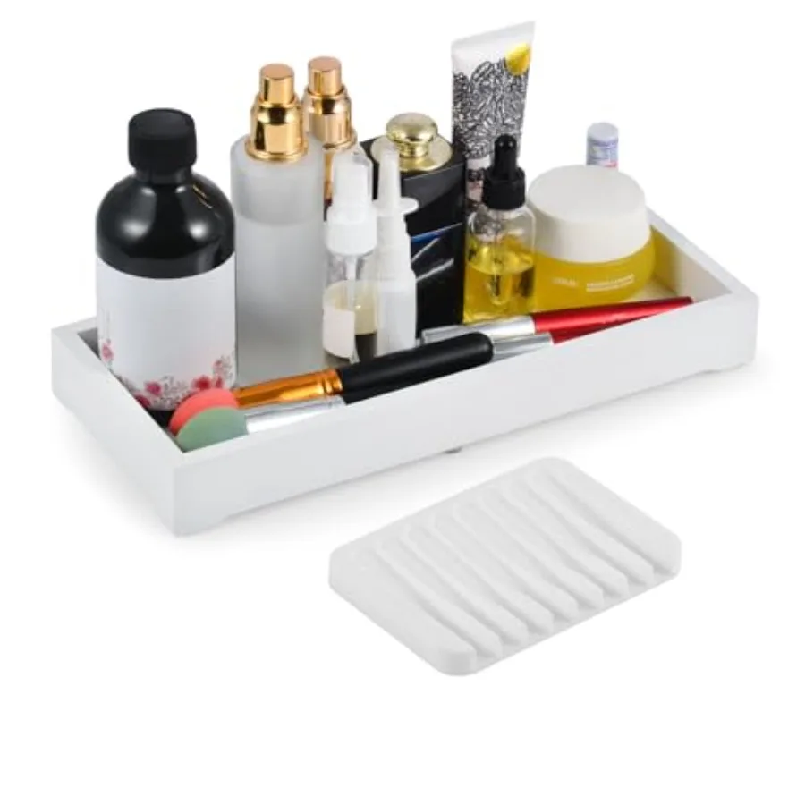 

Bathroom Rectangle Tray, Toilet Top Organizer, Farmhouse Wooden Vanity with Soap Tray, Toilet Tank Tray for Bathroom, Ideal Als