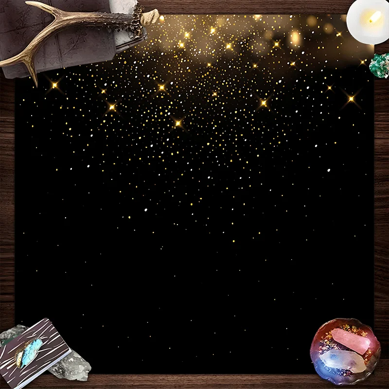 50/75/110/137cm Tarot mat Black Gold Starlight Tarot Card Altar Cloth Minimalist Stardust Ceremony Tablecloth Meditation Mat
