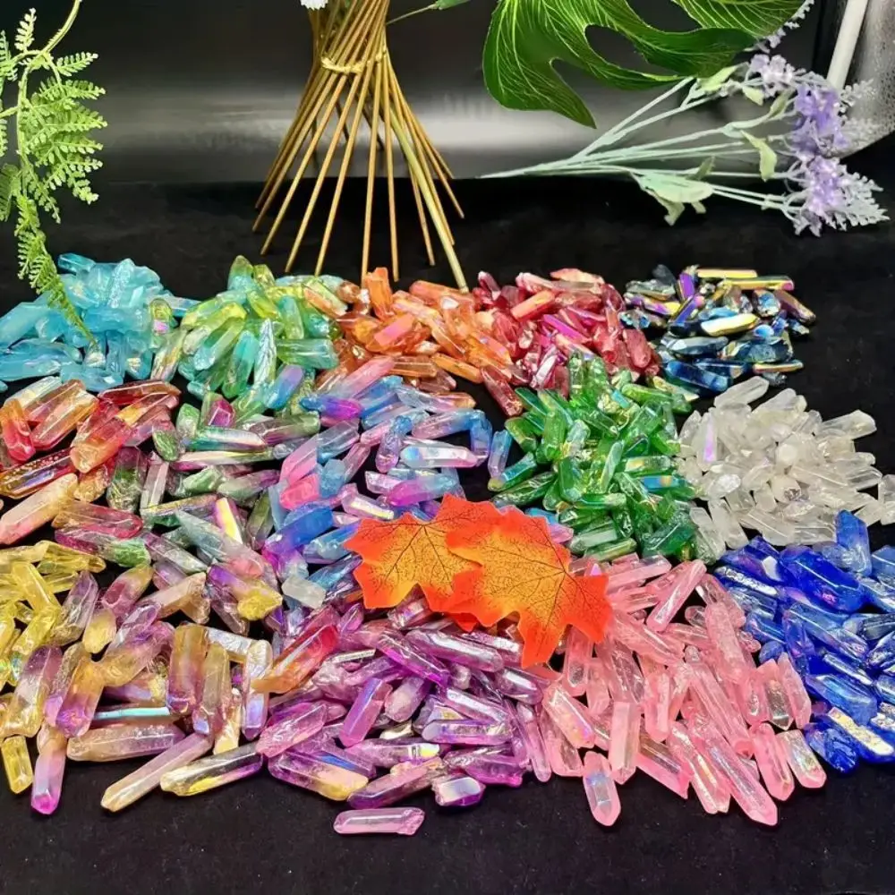 Electroplated Crystal Titanium Aura Lemurian Seed Quartz Crystal Point Stones Specimen Natural Quartz Crystals