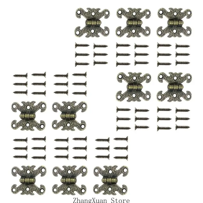 Kleine Holzkistenscharniere, 10 dekorative Metalleinheiten zur Schmuckaufbewahrung, Geschenkverpackung und Schatzkisten 3XUF – Detail 8