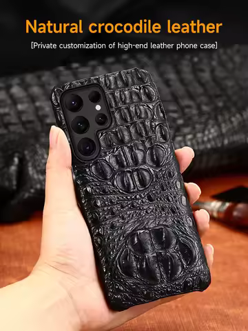 100% Genuine Crocodile Leather Phone Case for Samsung Galaxy S25 S22 S21 S24 Ultra S23 Plus S25Ultra A55 5G Luxury Back Cover
