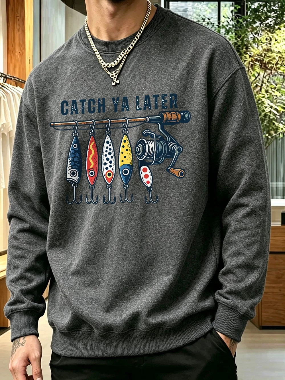 Catch You Later Prints Pullover Herren Basic Oversized Sweatshirts Jogging Casual Fleece Warmer Hoodie Winter Rundhalspullover Kleidung – Detail 21