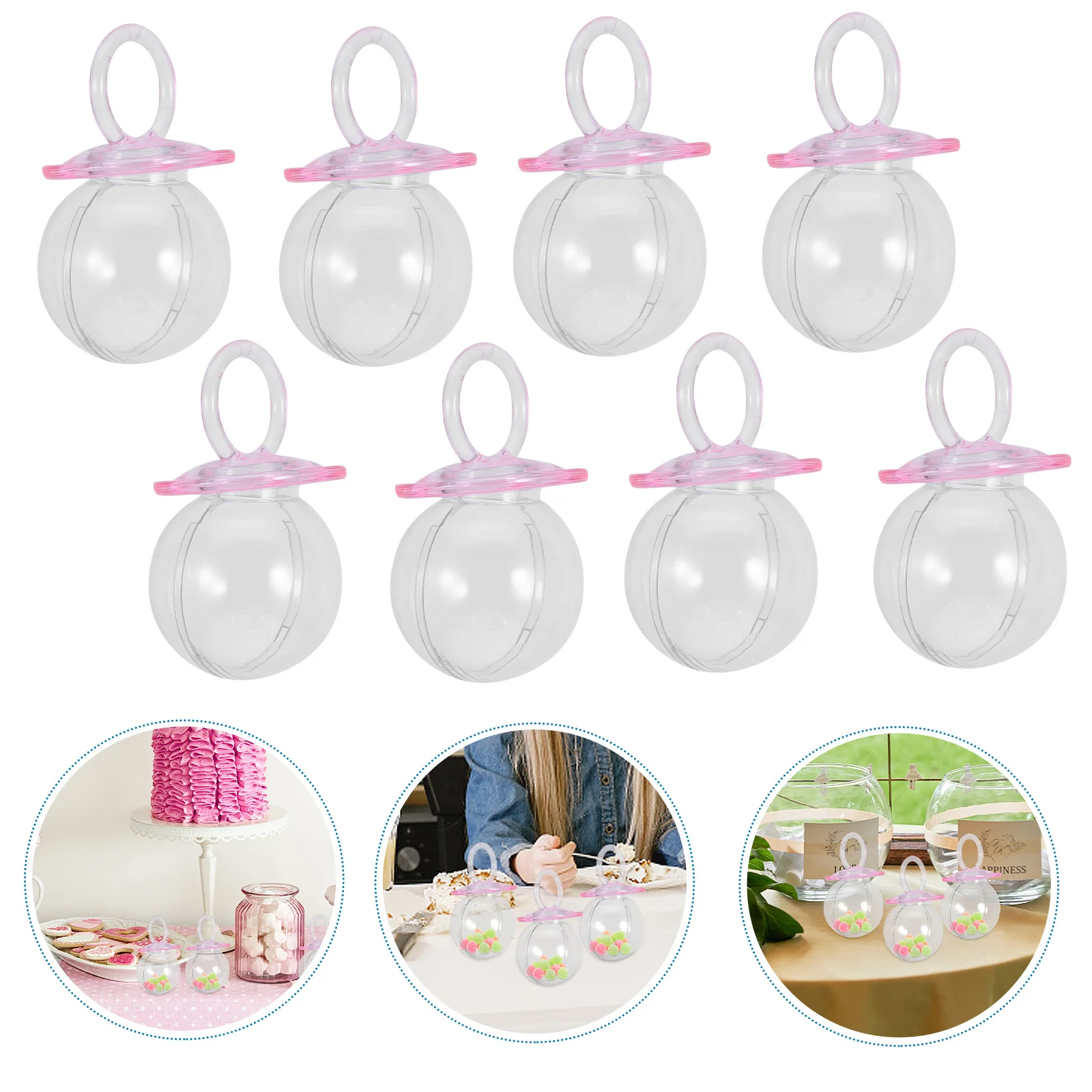 

20pcs Pacifier Ring Boxes Clear Treat Containers for Shower Party Favors Mini Pacifiers Safe Materials Portable Design