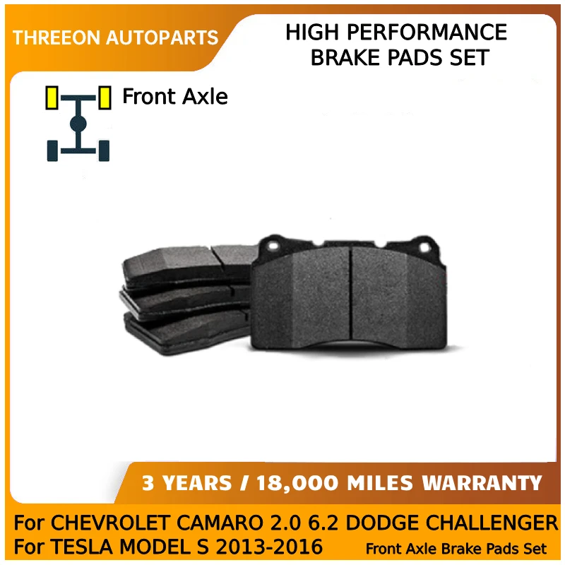 

THREEON Front Brake Pads for Chevrolet Camaro RS 2.0 6.2 2016- Tesla Model S 60D P85 2013-2016 22907156 92244289 600642900B