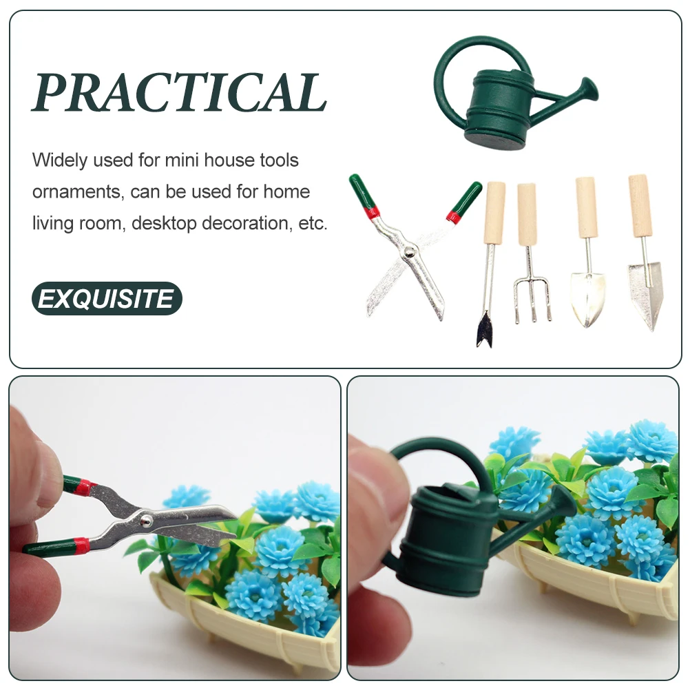 1 مجموعة 1 مجموعة أداة حديقة مصغرة لملحقات البستنة المنزلية الصغيرة لوازم منزلية صغيرة دعامة تخطيط المناظر الطبيعية الصغيرة