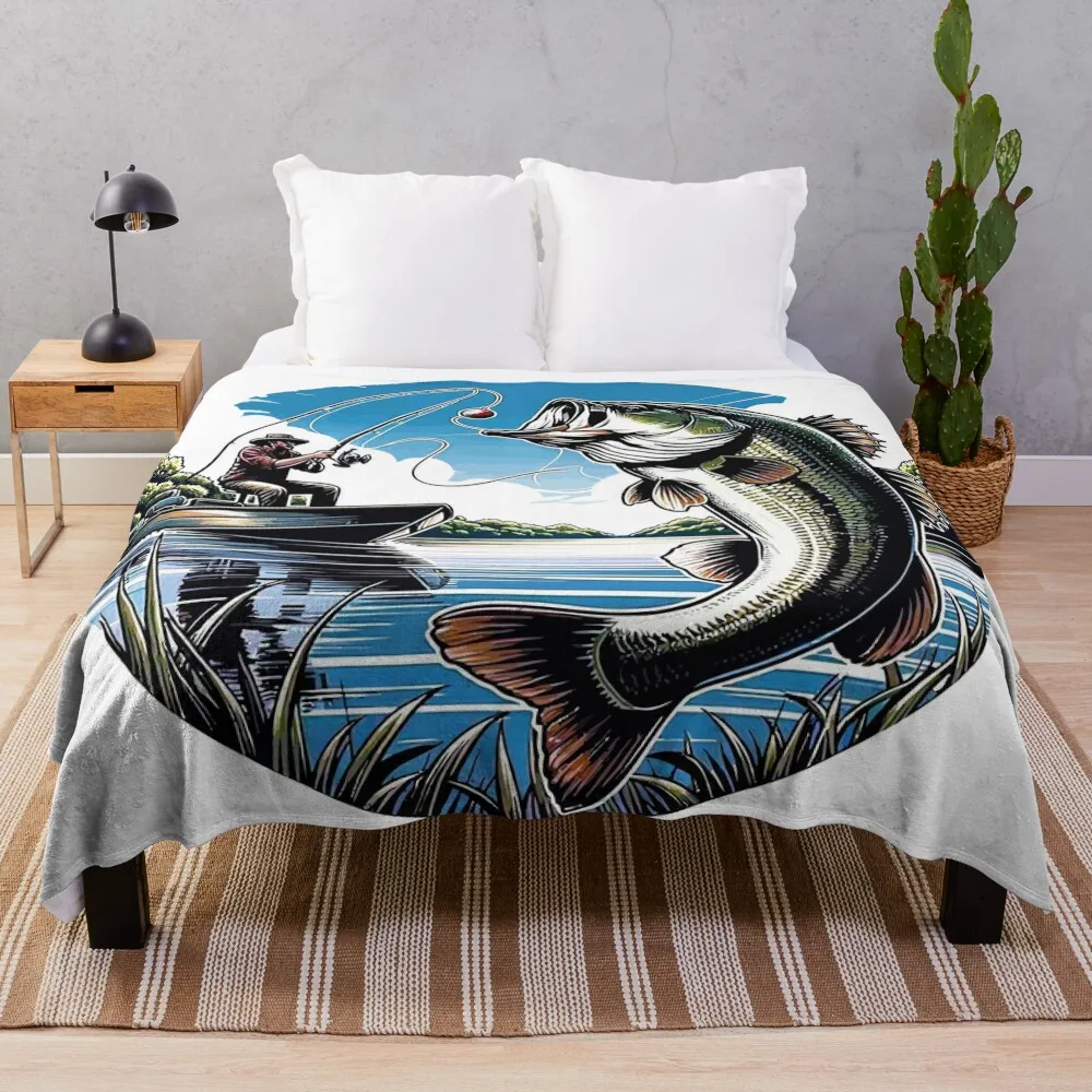 

fish fishing fishing lake sea fishing waters fauna exotic fisherman water sport lake sea summer Throw Blanket