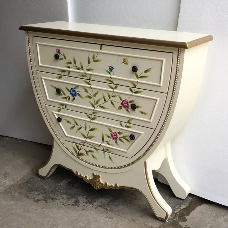 Supreme American ingot cabinet aisle solid wood three-bucket cabinet drawer European entrance cabinet table U-shaped painted fur