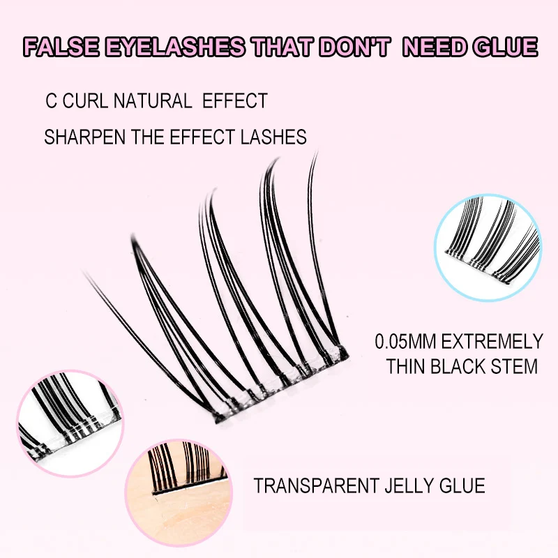 Self Adhesive Eyelashes Cluster Lashes No Glue Individual Lashes  Soft  Idol Lash Clusters Reusable Self Adhesive Lashes