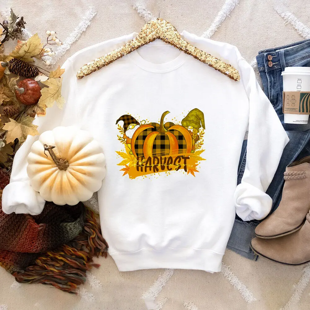 Vintage Pumpkin Fall Sweater for Women Cute Pumpkin Shirts Thanksgiving Sweatshirt Women\'s Graphic Autumn Tops Clothes