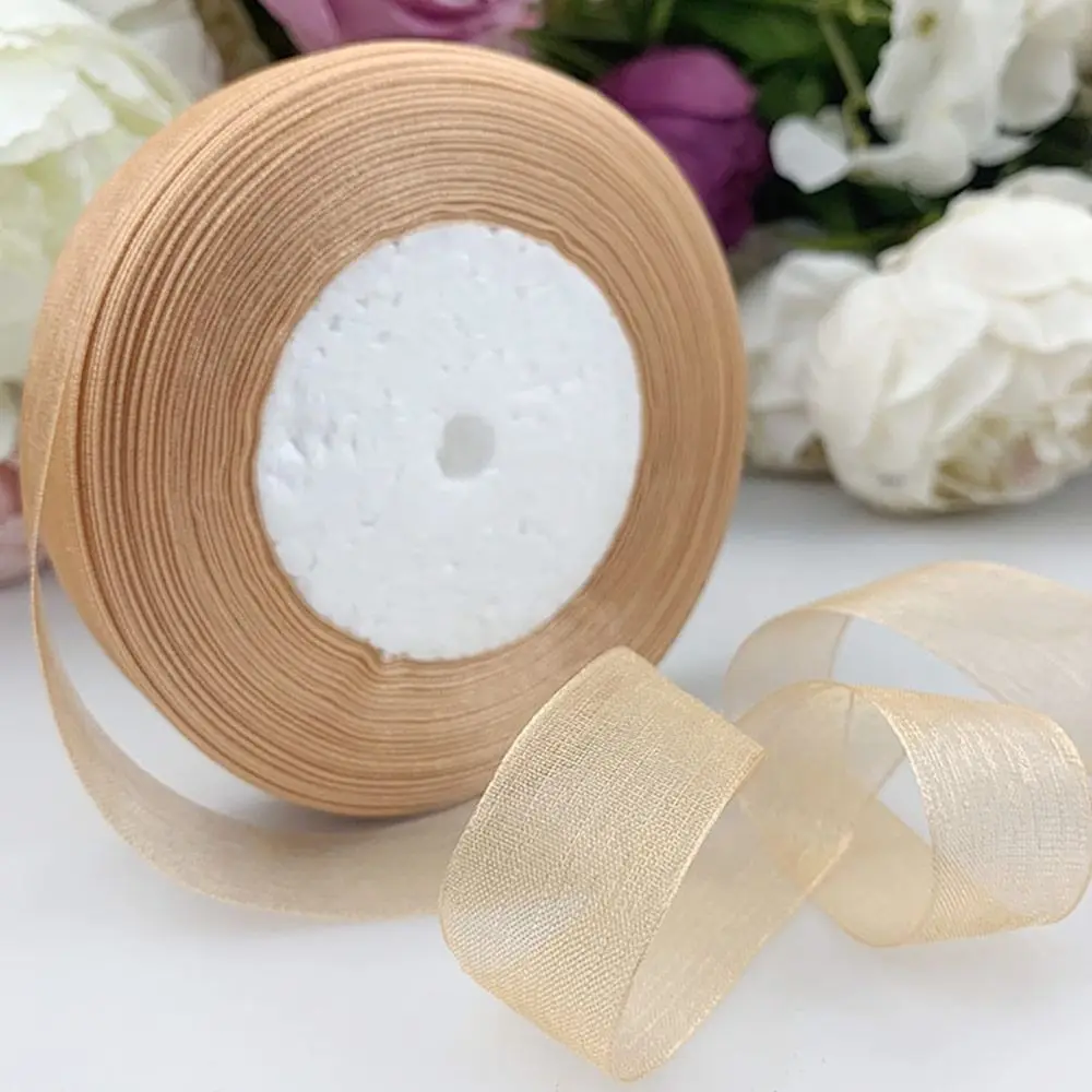 

45M*2cm Universal Polyester Sheer Chiffon Ribbon Yarn Bow Trim DIY Crafts Glitter Wedding Decoration Halloween
