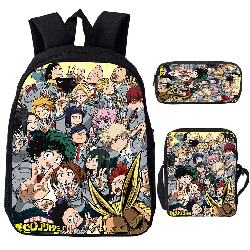 Nowość My Hero Academia Plecak 3szt/zestaw Trwały Student Bookbag Boku No Hero Academia Torby szkolne Chłopiec Dziewczyna Plecaki z miękkim oparciem