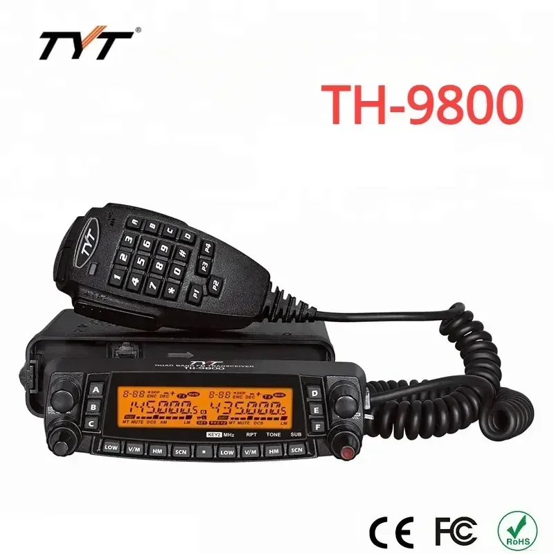 

TYT TH-9800 Plus Walkie Talkie 50W Car Mobile Radio Station Quad Band 29/50/144/430MHz Dual Display Long Range Scrambler TH9800