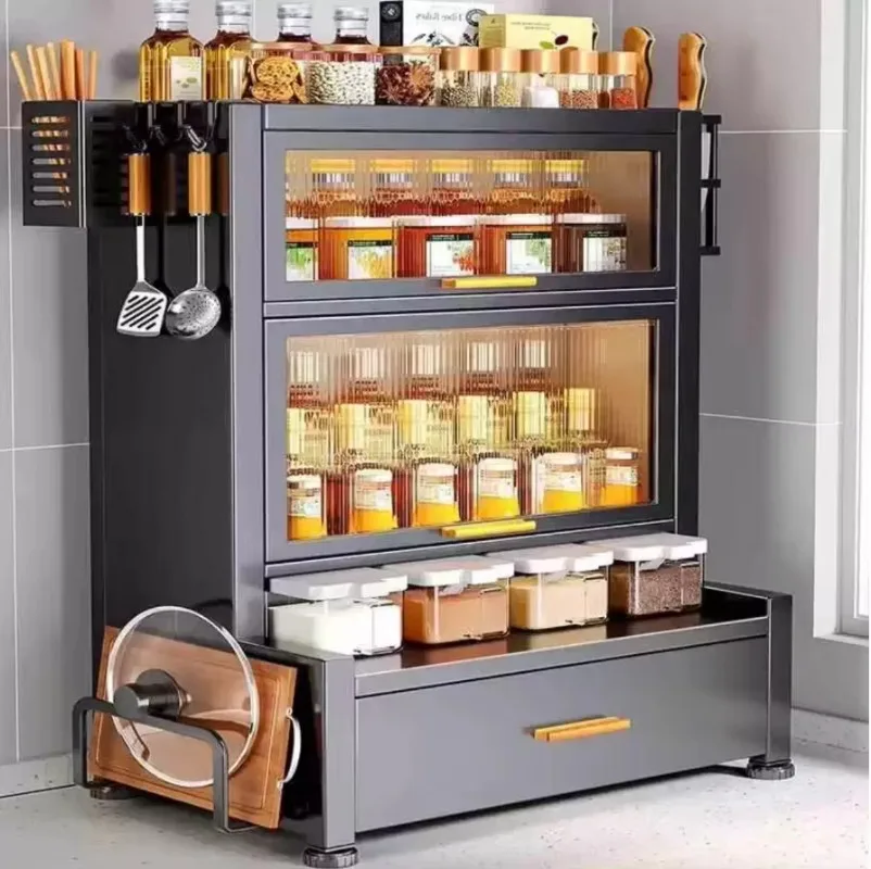 

Spice rack Dust drawer type Kitchen storage rack Household countertop storage cabinet storage