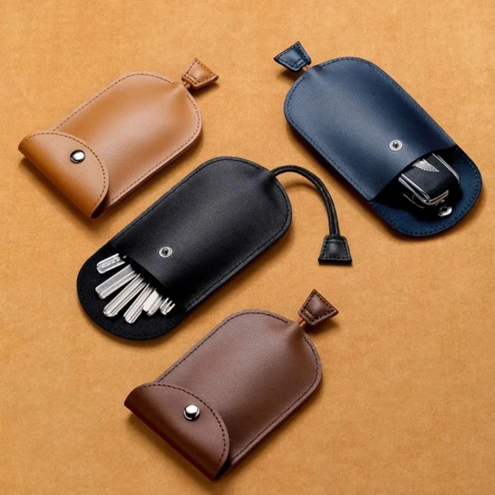 Mini Key Holder Large Capacity Household Key Case with Pull-Out Design Faux Leather Key Chain Key Bag For Cars, Office, Travel