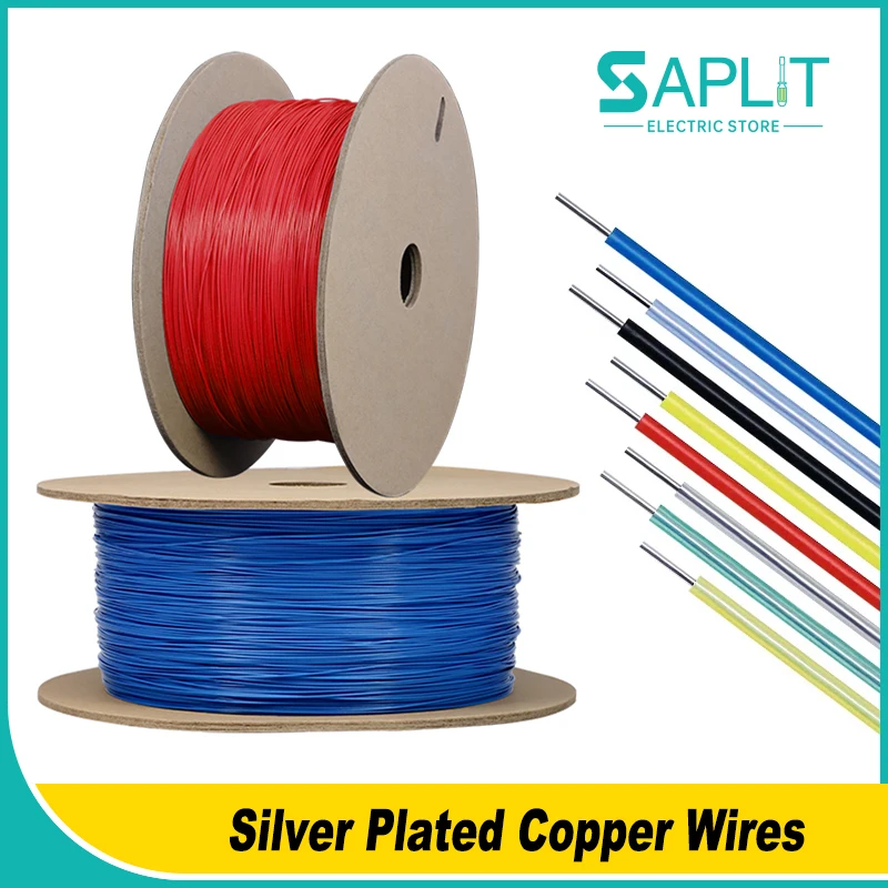 1/2/5/10m PTFE Wire Silver Plated Copper Cable Single Core FEP Insulation High Purity OFC HiFi Audio Speaker Headphone Line DIY