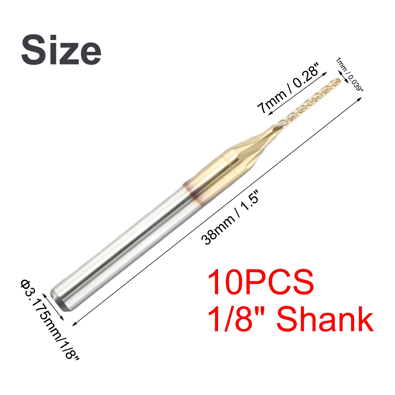 PCB Machine Milling Cutter Drill Bit Engraving Router Bits 1/8\\\" Shank 10pcs Carbide End Mill For Glass Fiber