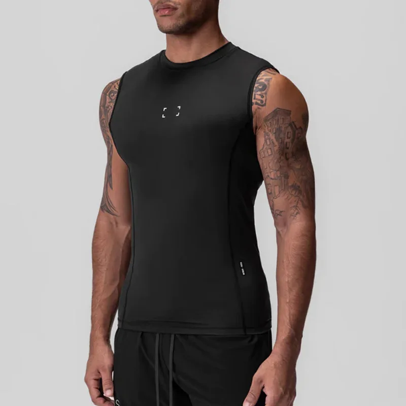 Men's Sport Compression Tank Top Gym Fitness Clothing Quick Dry Sleeveless Shirt Training Stringer Singlets Workout Running Vest