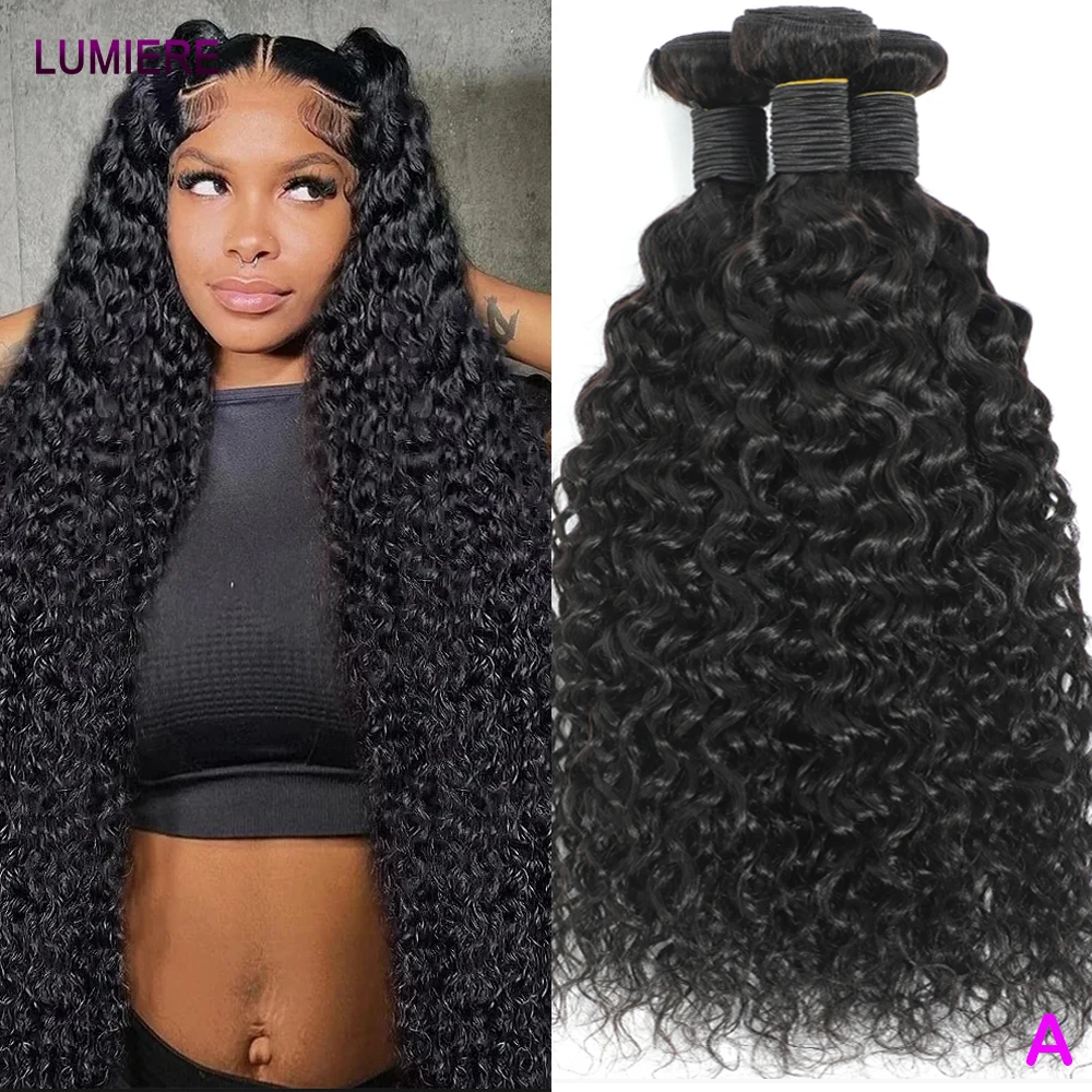 

30-дюймовая глубокая вьющаяся волна воды 100% необработанные девственные пучки человеческих волос для наращивания волос 1 3 4 комплекта предложений с двойным утком оптом