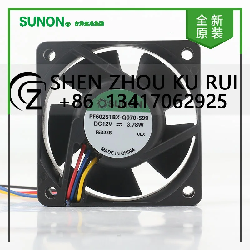 

Original Sunon 5V 24V 48V DC 12V 3.78W AC EC 6025 60X60X25MM 6CM PWM temperature control inverter PF60251BX-Q070-S99 cooling fan