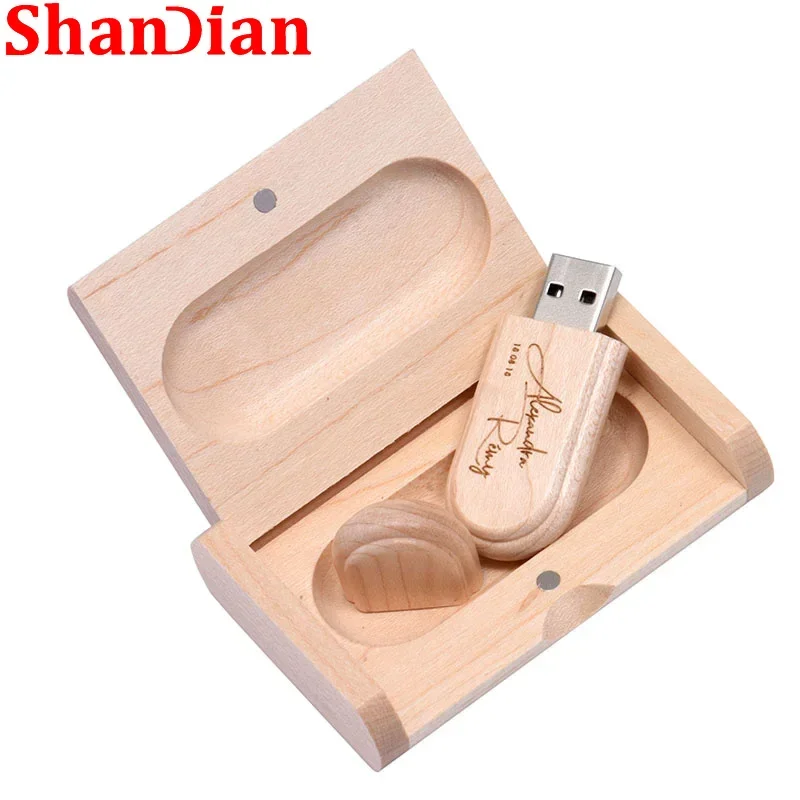 صندوق خشبي شندي ومحرك أقلام بشعار مخصص مجاني ، محرك فلاش USB ، عصا ذاكرة بسعة حقيقية ، هدية إبداعية ، 64 جيجابايت ، 32 جيجابايت ، 16 جيجابايت ، GB