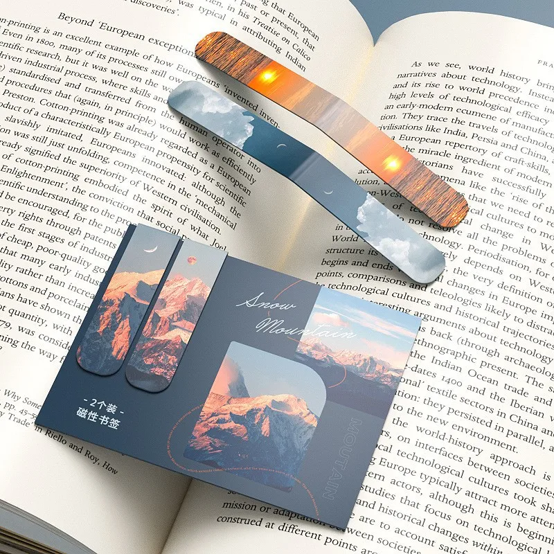 Aesthetic Nature Landscape Magnetic Bookmark Foldable Ins Style Mountain Sunset Forest Book Markers Student Reading Book Clip